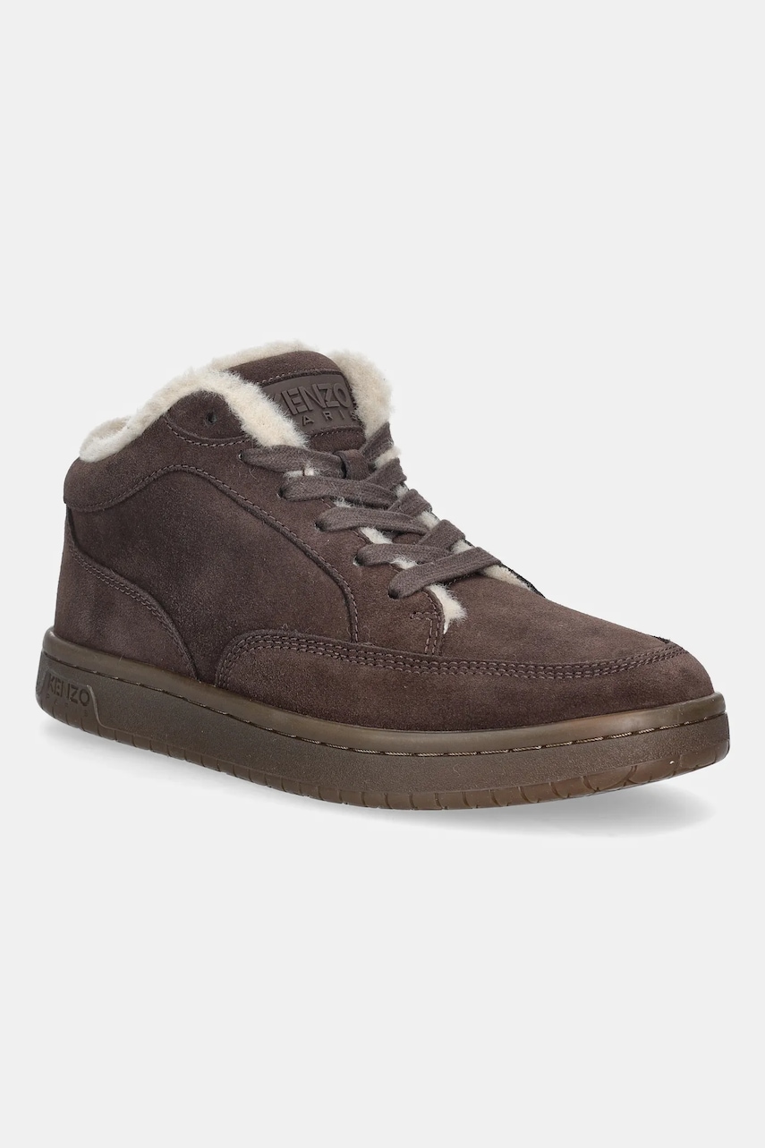 Kenzo sneakers din piele întoarsă Dome Mid Top Sneakers culoarea maro, FF62SN062L58.14