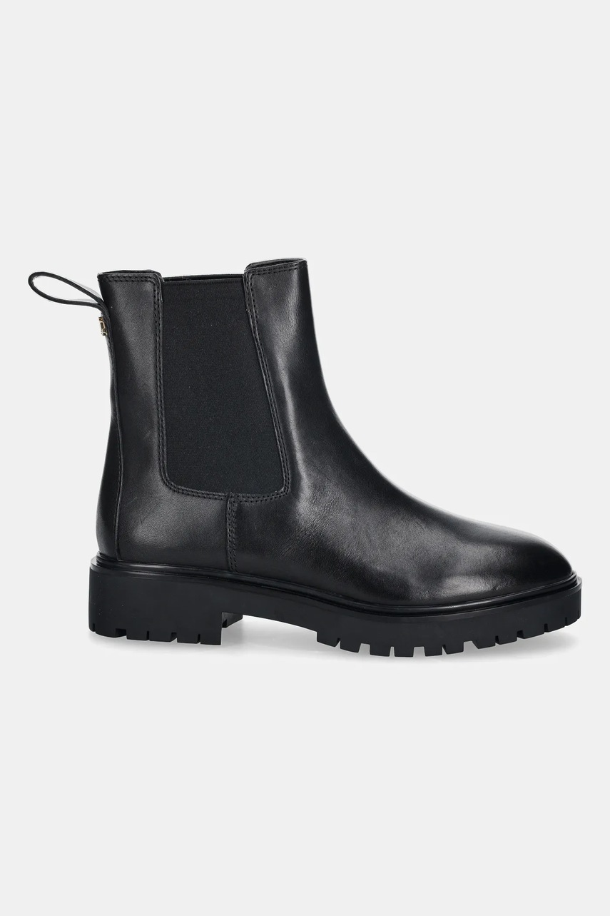 Кожаные полусапоги Lauren Ralph Lauren Allyson цвет чёрный на плоском ходу 802967818001