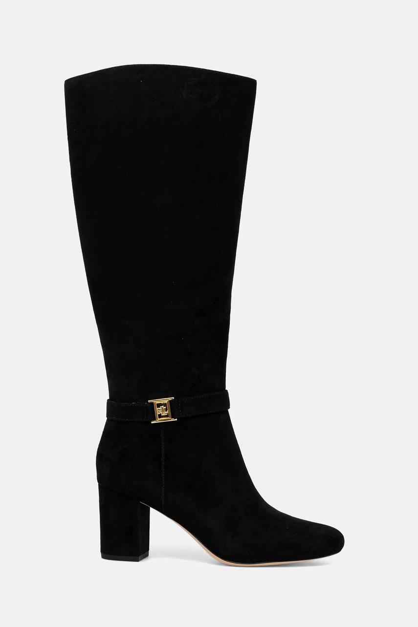Замшевые сапоги Lauren Ralph Lauren Kellie Tl Hl цвет чёрный каблук кирпичик 802967843001