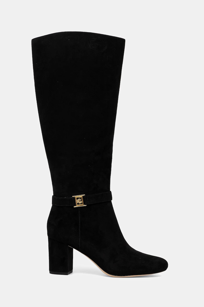 Замшевые сапоги Lauren Ralph Lauren Kellie Tl Hl цвет чёрный каблук кирпичик 802967843001 Замшевые сапоги Lauren Ralph Lauren Kellie Tl Hl цвет чёрный каблук кирпичик 802967843001