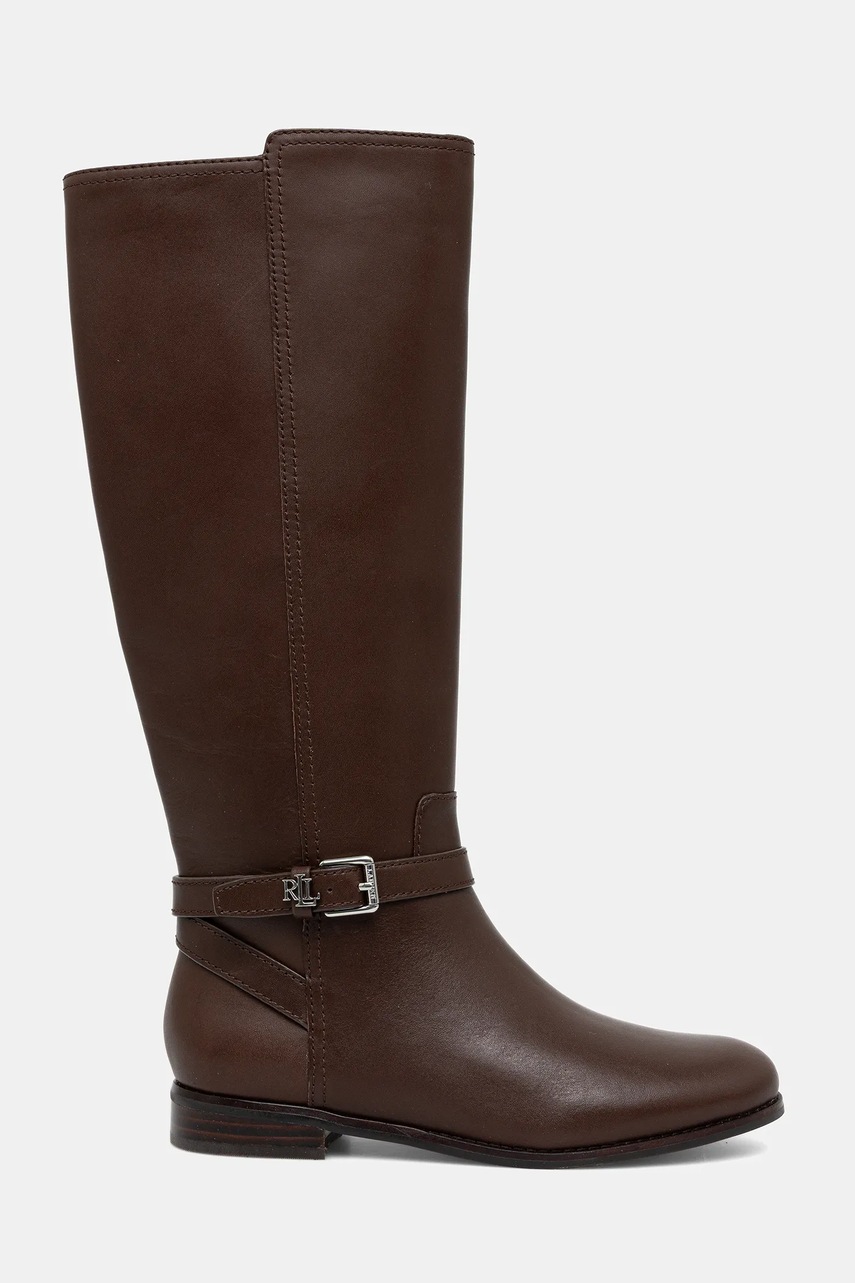 Кожаные сапоги Lauren Ralph Lauren Brooke Tll 2 цвет коричневый на плоском ходу 802974383002