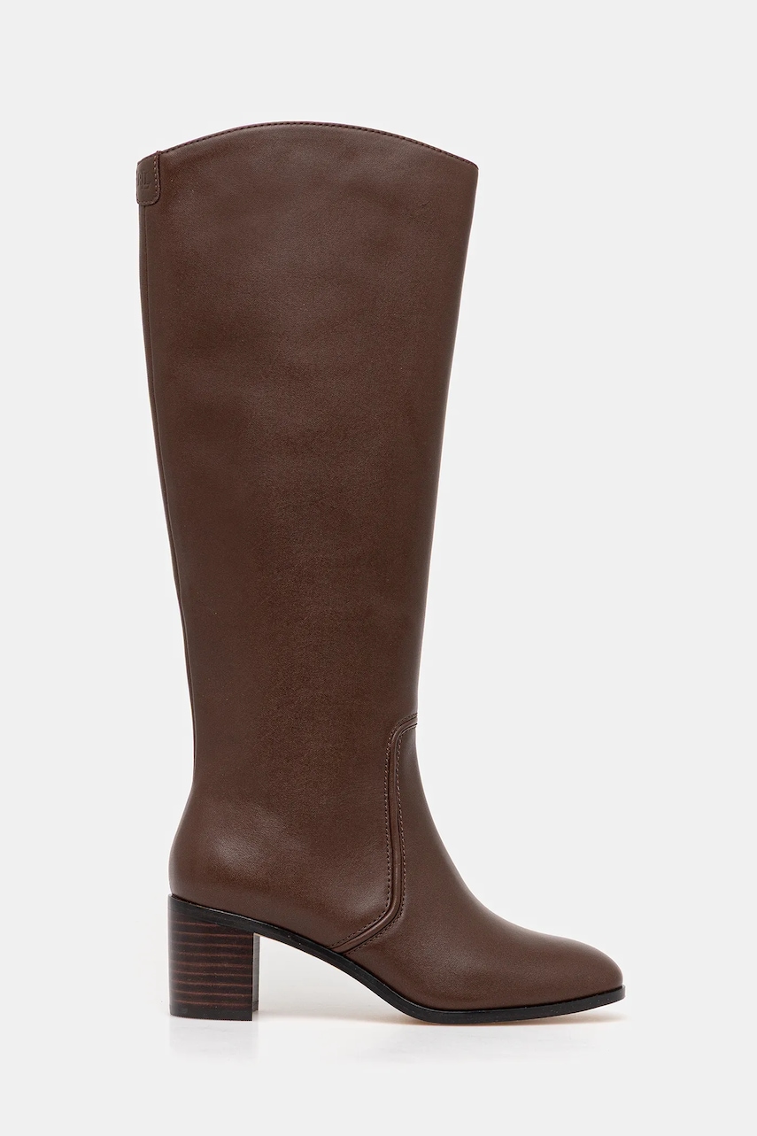 Кожаные сапоги Lauren Ralph Lauren Charly цвет коричневый каблук кирпичик 802974388002 Кожаные сапоги Lauren Ralph Lauren Charly цвет коричневый каблук кирпичик 802974388002