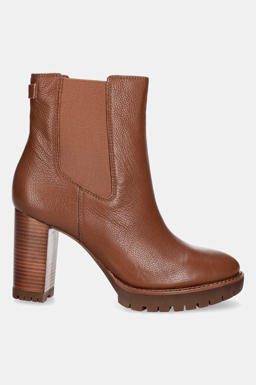 Кожаные полусапожки Lauren Ralph Lauren Layne цвет коричневый каблук кирпичик 802974391002