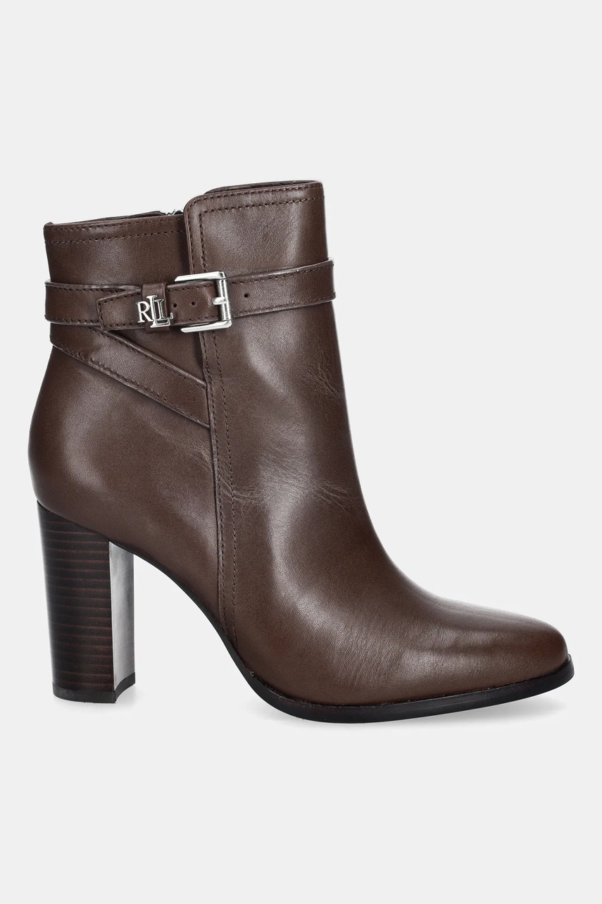 Кожаные полусапожки Lauren Ralph Lauren Brke Bt Hl 2 цвет коричневый каблук кирпичик 802974475002