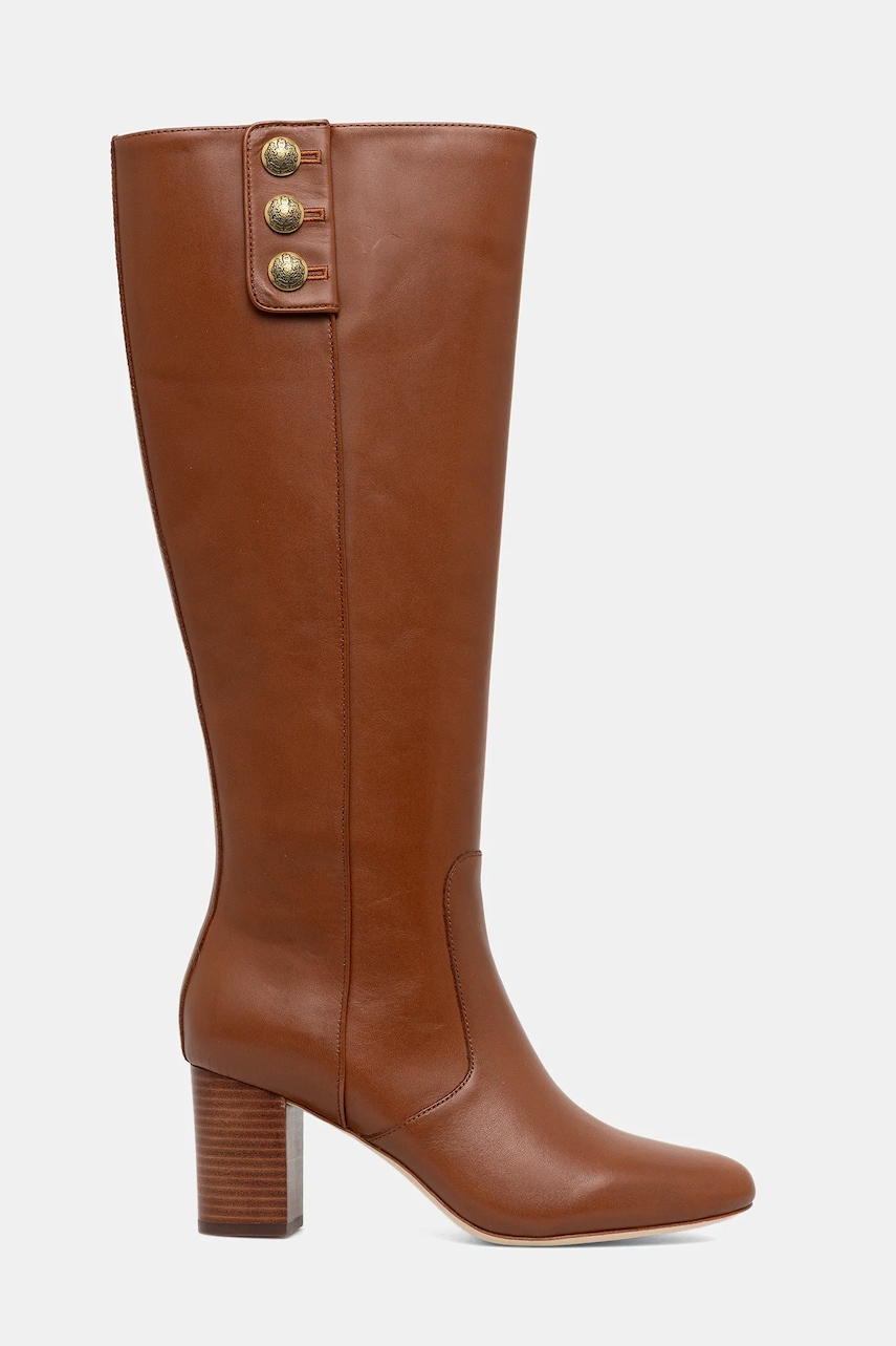 Кожаные сапоги Lauren Ralph Lauren Kenndi Tl Hl цвет коричневый каблук кирпичик 802977889001 Кожаные сапоги Lauren Ralph Lauren Kenndi Tl Hl цвет коричневый каблук кирпичик 802977889001