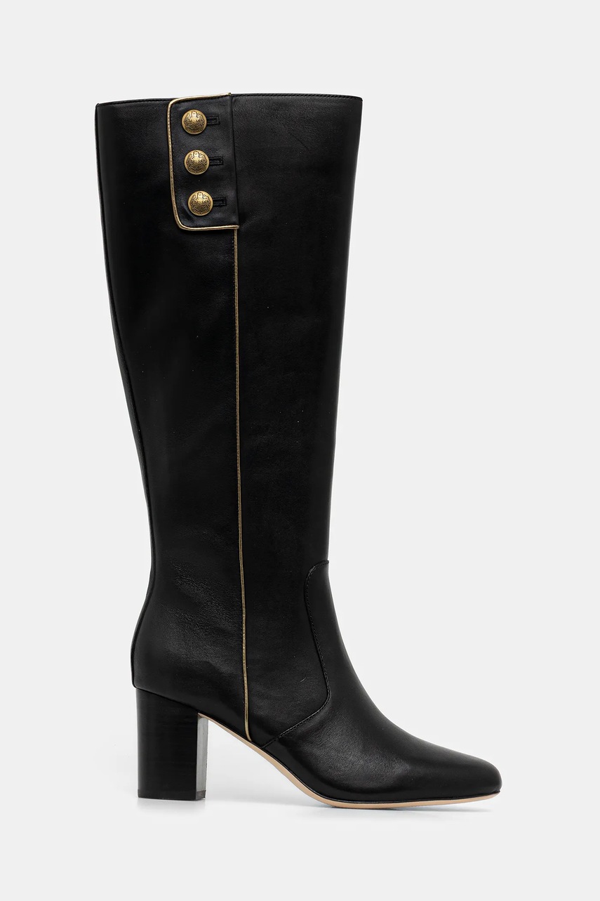 Кожаные сапоги Lauren Ralph Lauren Kenndi Tl Hl цвет чёрный каблук кирпичик 802980067001