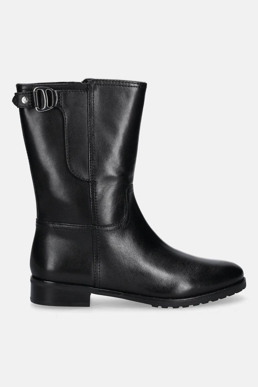 Кожаные полусапожки Lauren Ralph Lauren Tasha Mid цвет чёрный на плоском ходу 802P06251001