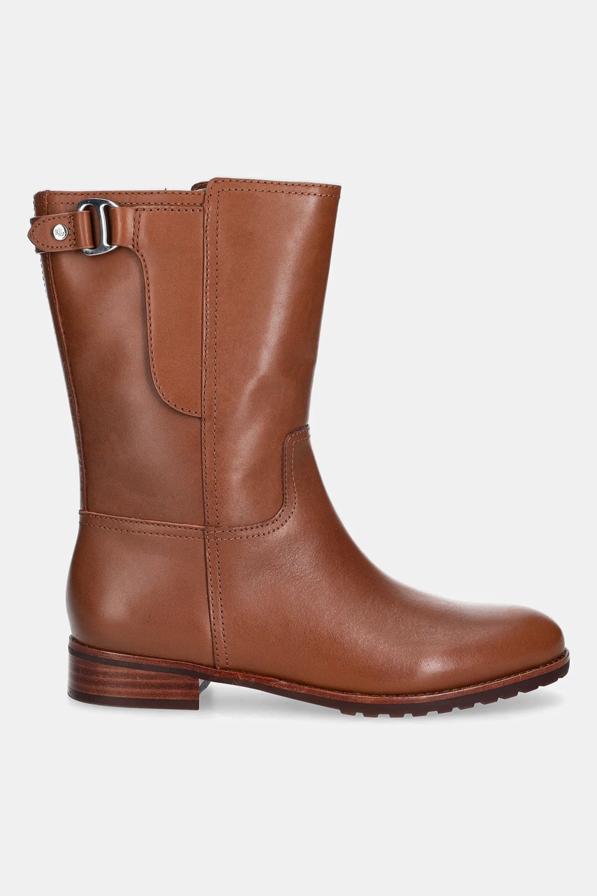 Кожаные полусапожки Lauren Ralph Lauren Tasha Mid цвет коричневый на плоском ходу 802980069002