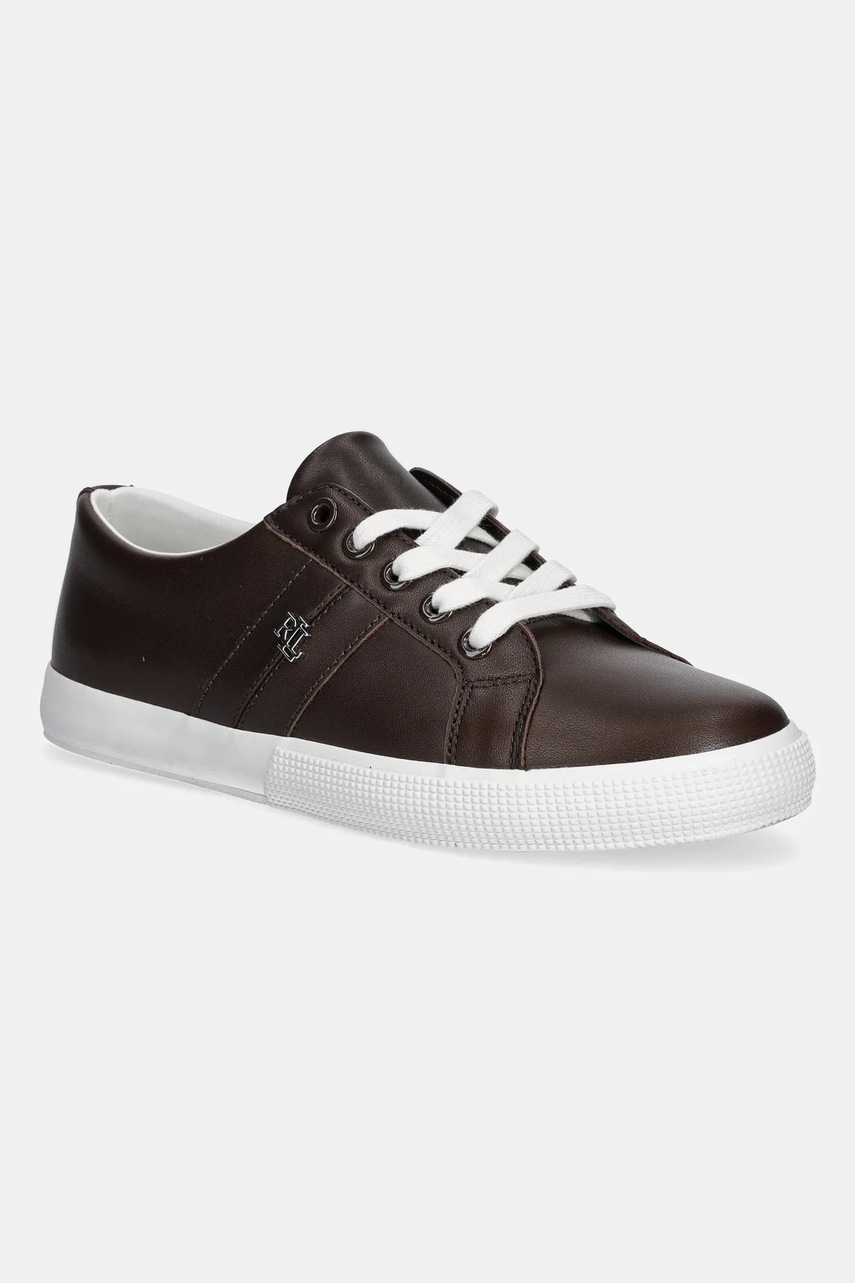 Levně Kožené tenisky Lauren Ralph Lauren Janson II dámské, hnědá barva, 802P02448001