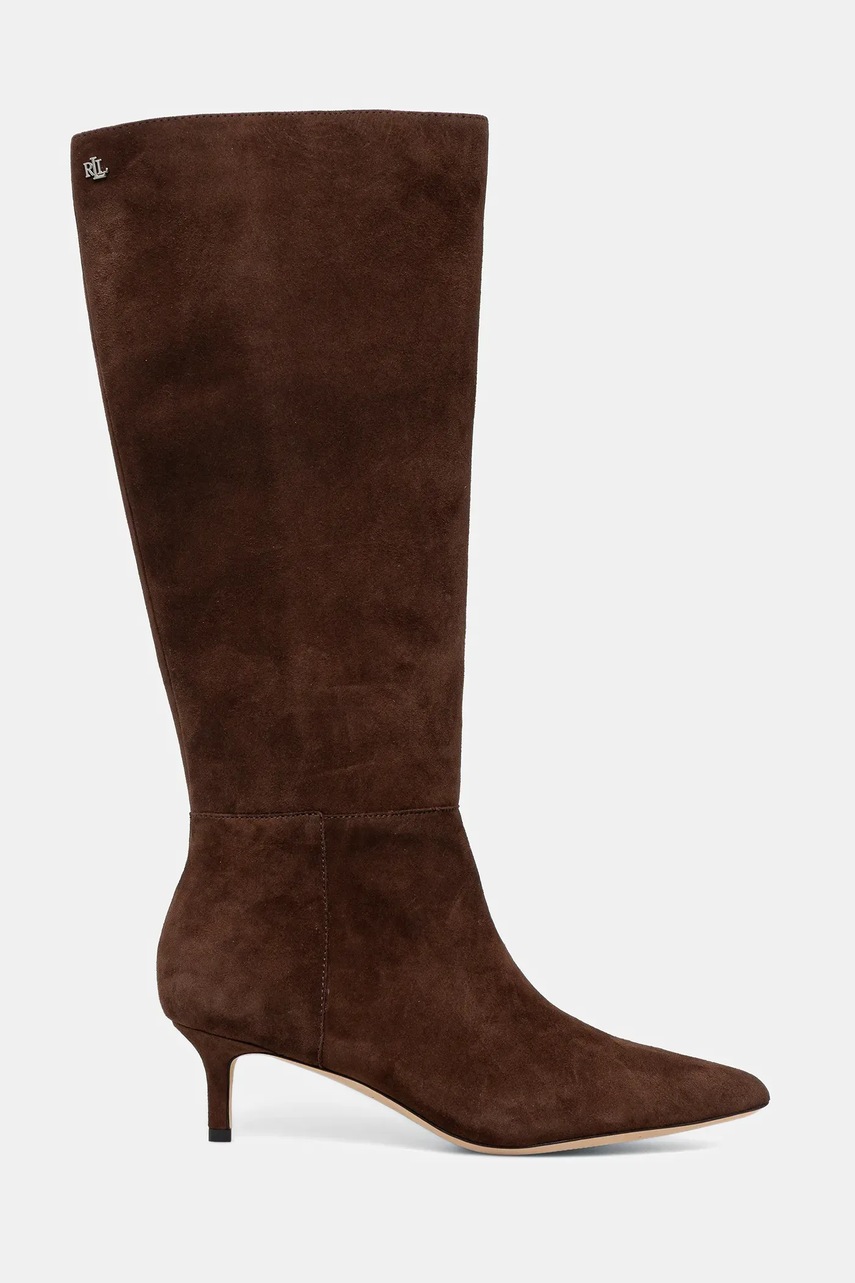 Замшевые сапоги Lauren Ralph Lauren Mckay Tl Hl цвет коричневый на шпильке 802967811004