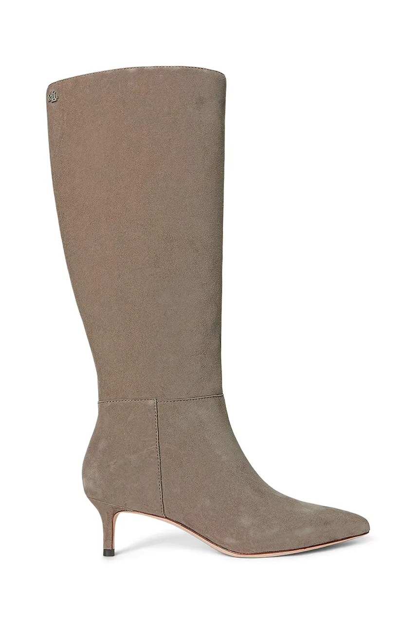 Lauren Ralph Lauren kozaki zamszowe Mckay Tl Hl damskie kolor beżowy na szpilce 802967811006