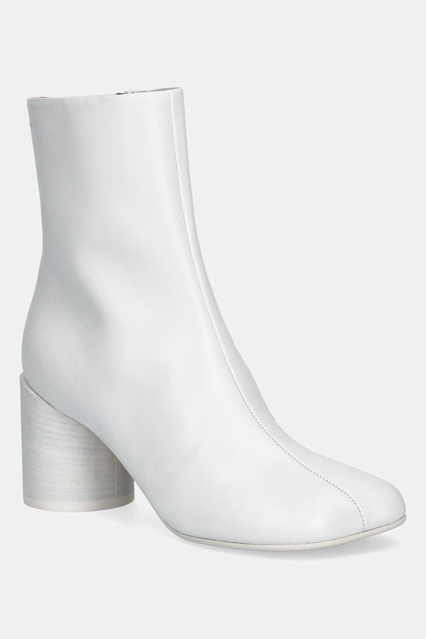 MM6 Maison Margiela cizme de piele culoarea alb, cu toc drept, S59WU0235.P3628.T1003