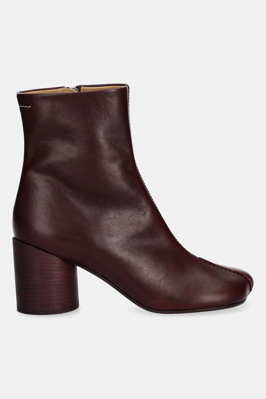 Кожаные полусапожки MM6 Maison Margiela цвет бордовый каблук кирпичик S59WU0260.P5000.T2353 Кожаные полусапожки MM6 Maison Margiela цвет бордовый каблук кирпичик S59WU0260.P5000.T2353