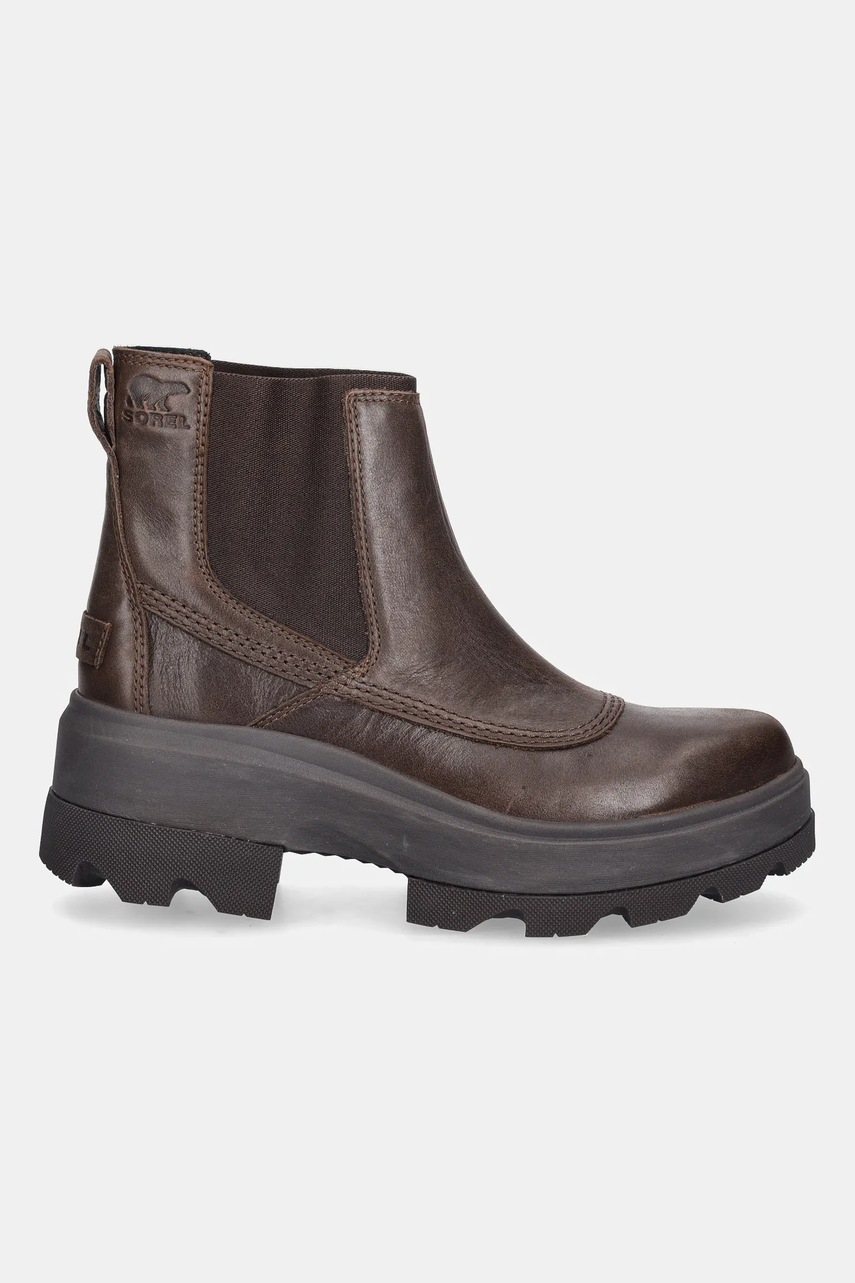 Кожаные полусапоги Sorel JOAN FRWD CHELSEA цвет коричневый на платформе 2138421256