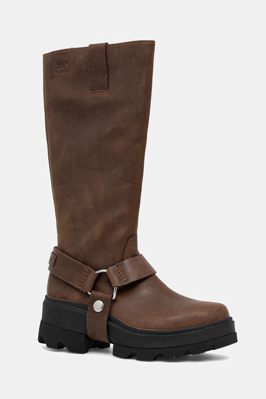 Sorel ghete de piele JOAN FRW TALL culoarea maro, cu toc plat, 2144861256