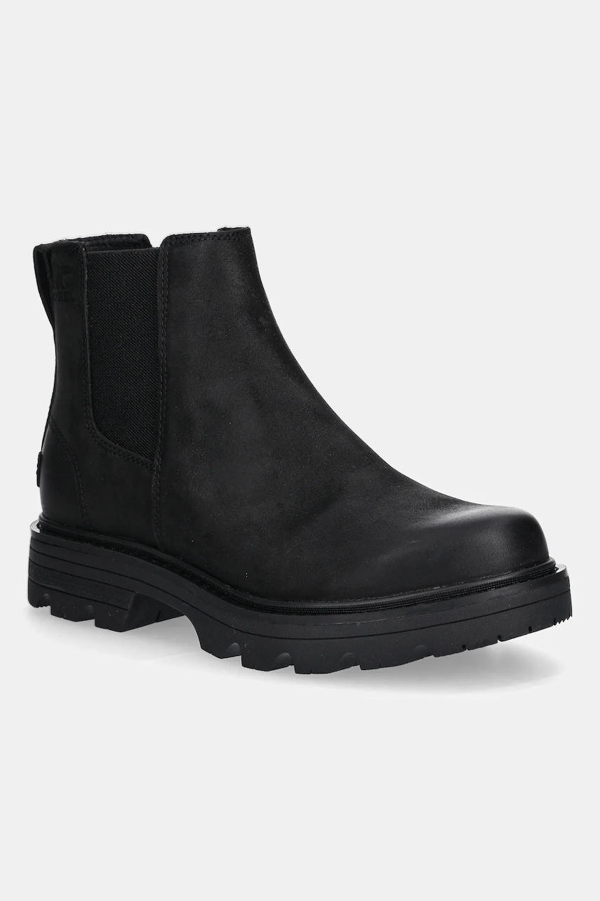 Sorel cizme chelsea din nubuc REVEL RD CHELSEA WP culoarea negru, cu toc plat, 2144881010