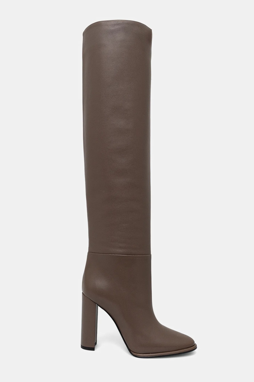 Кожаные сапоги Le Silla Stivale Elsa цвет коричневый каблук кирпичик 7060C100RBPPGLO793