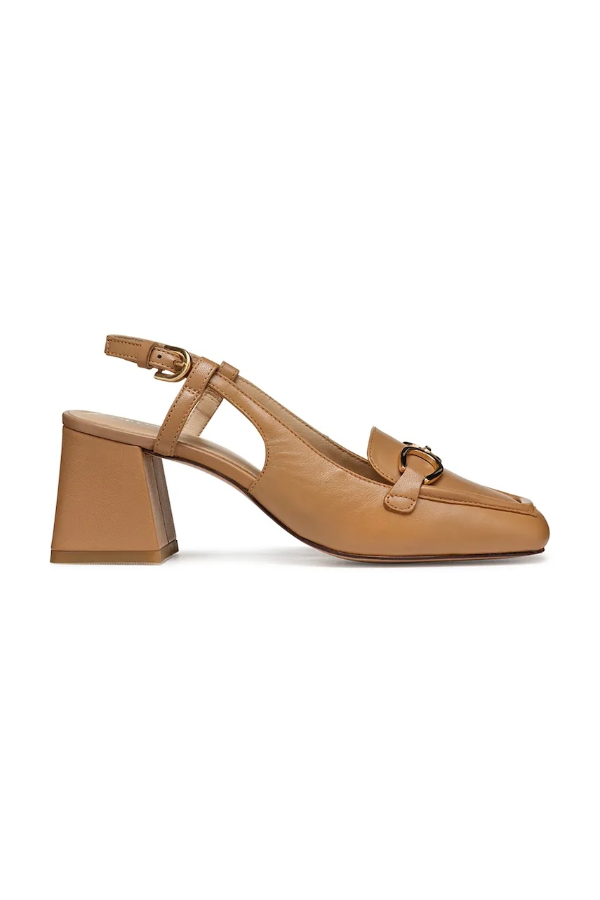 Geox pantofi de piele D CORONILLA culoarea bej, cu toc drept, cu toc deschis, D55D1A 000TU C5000