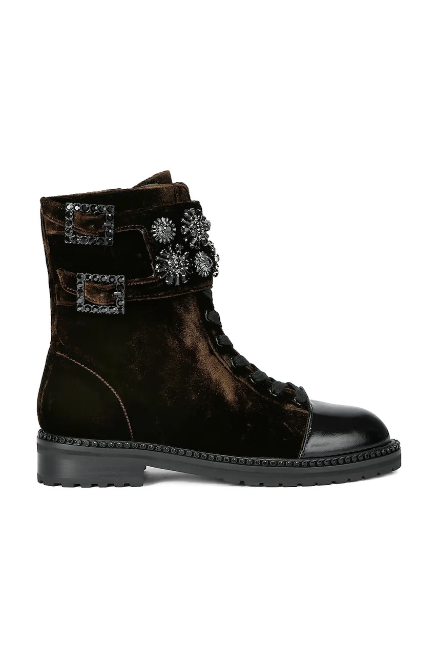 Kurt Geiger London bocanci Stoop Combat Boot culoarea maro, cu toc plat, 4995235789