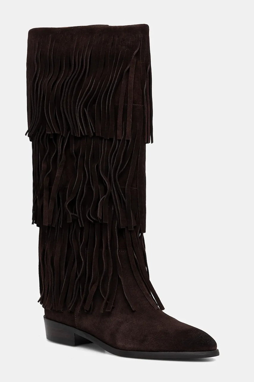 Steve Madden cizme din piele întoarsă Spur culoarea maro, cu toc plat, 11003916