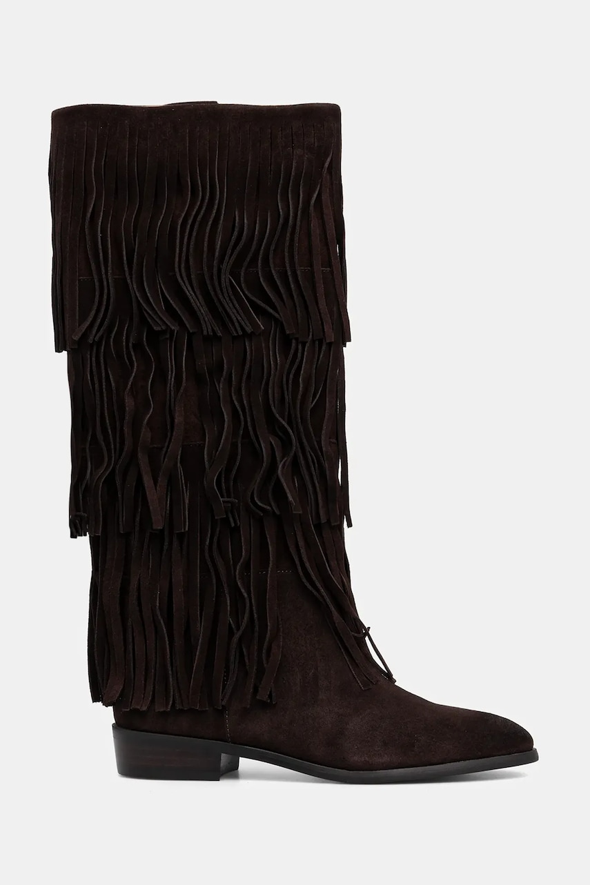 Замшевые сапоги Steve Madden Spur цвет коричневый на плоском ходу 11003916 Замшевые сапоги Steve Madden Spur цвет коричневый на плоском ходу 11003916