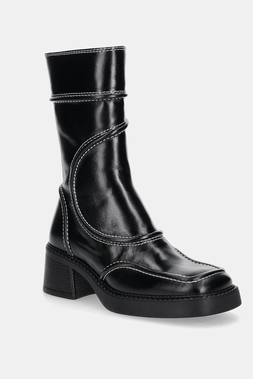 Miista cizme de piele Malene culoarea negru, cu toc drept, E8_2623