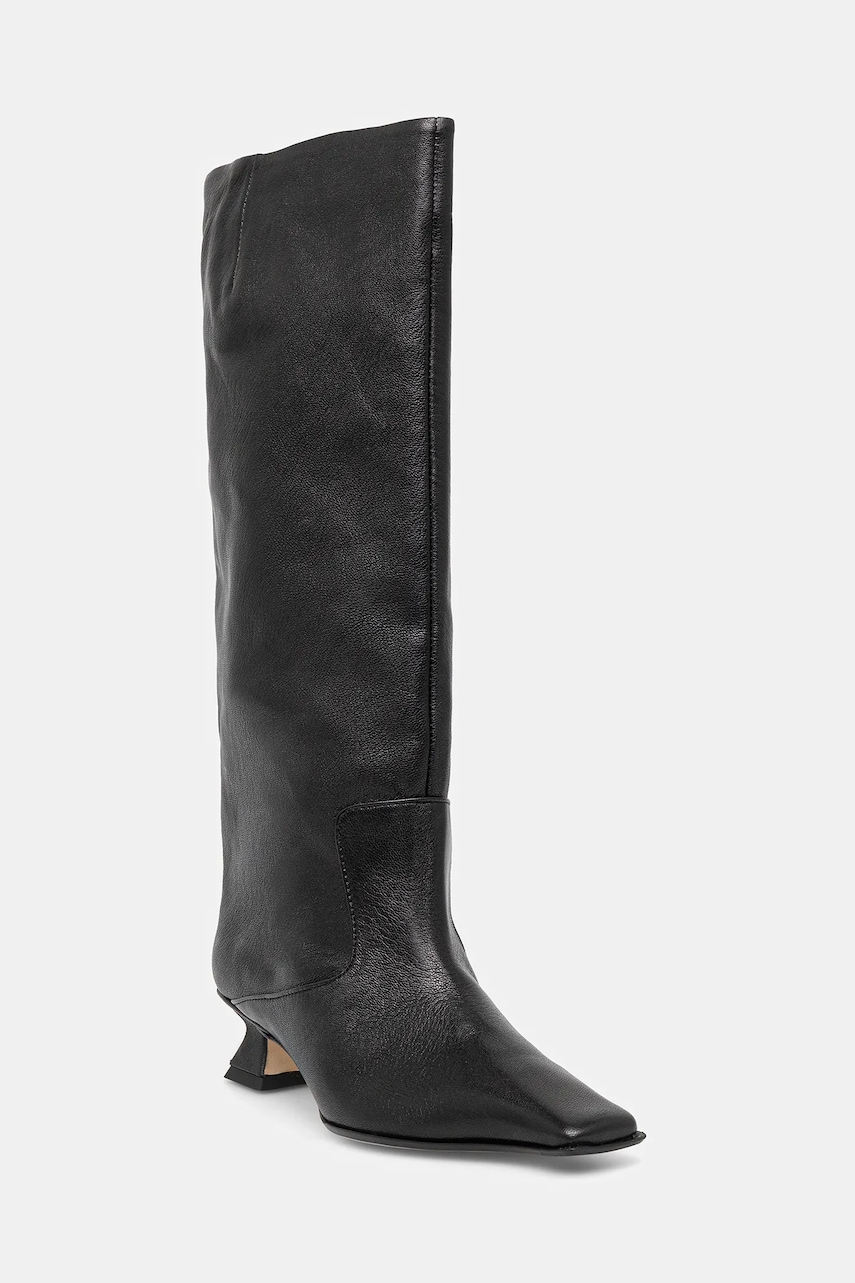 Miista ghete de piele Effie culoarea negru, cu toc drept, MI_5871
