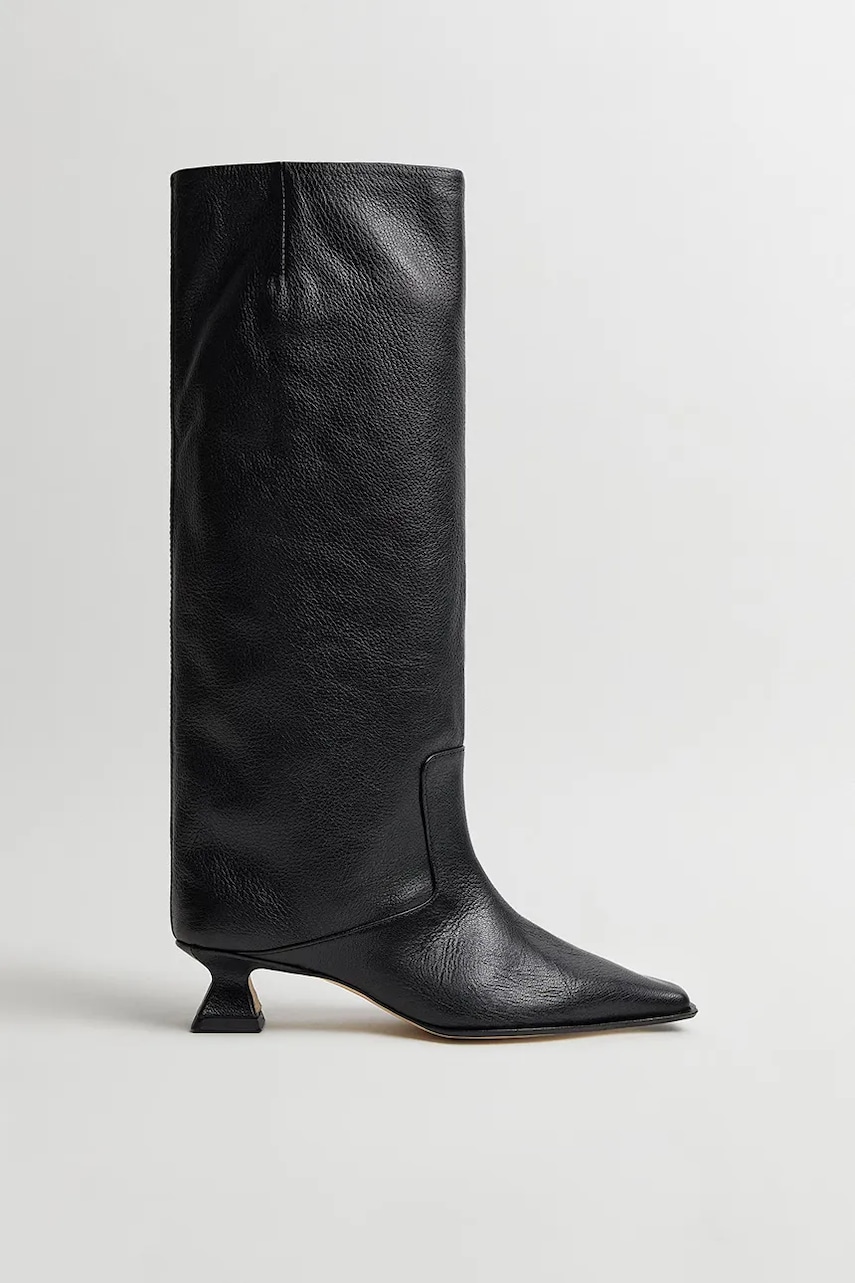 Miista ghete de piele Effie culoarea negru, cu toc drept, MI_5871