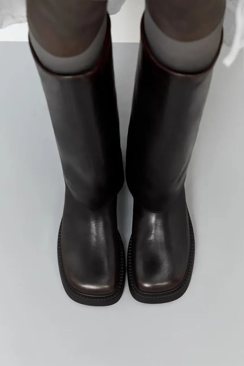 Δερμάτινες μπότες Miista Leala γυναικείες, χρώμα: μαύρο, E8_3963 φωτογραφία