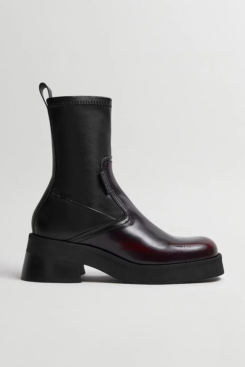 Miista botine Oliana culoarea bordo, cu toc drept, E8_4029