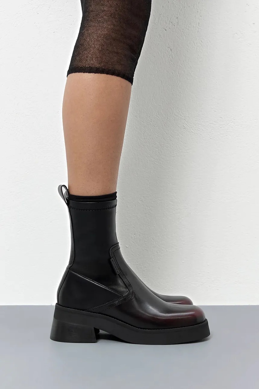 Полусапожки Miista Oliana цвет бордовый каблук кирпичик E8_4029