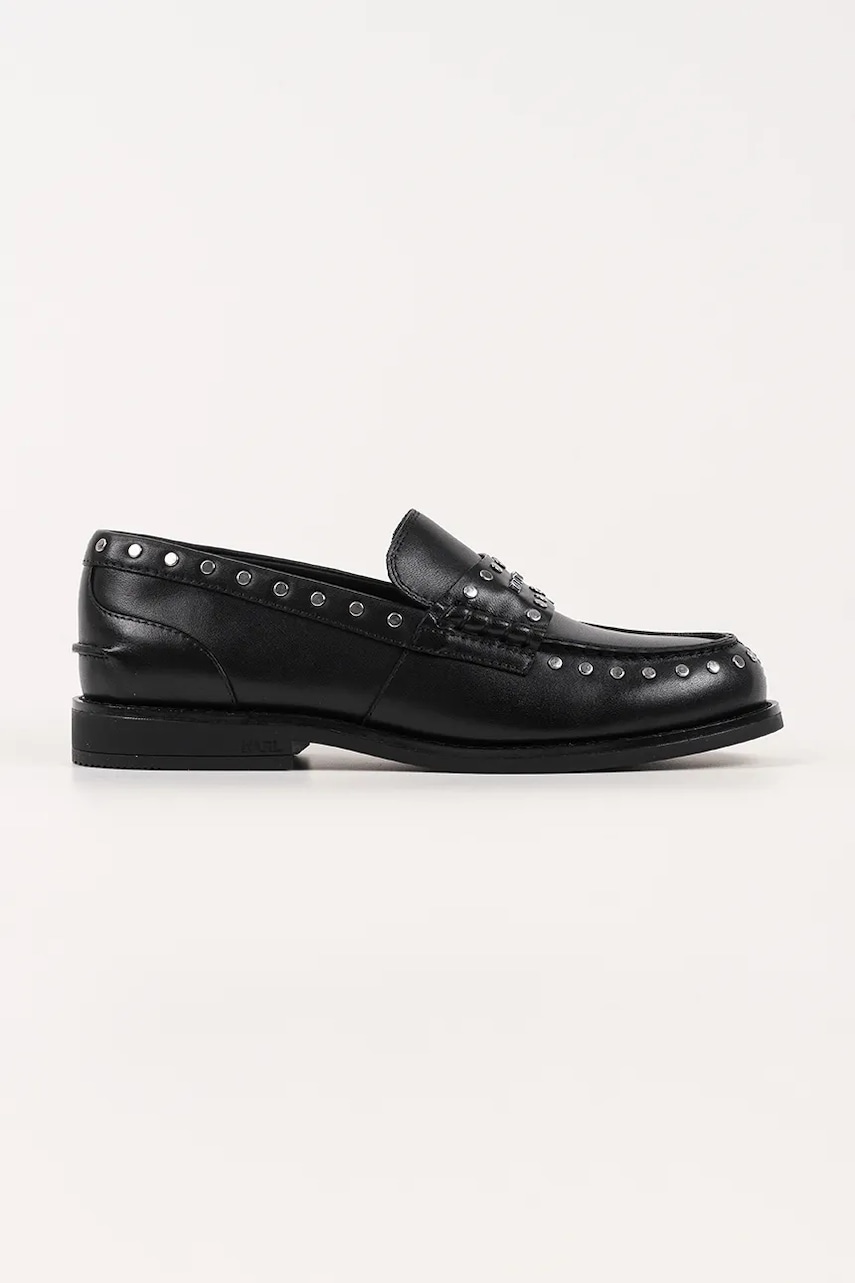 Karl Lagerfeld mocasini de piele MIA culoarea negru, cu toc plat, KL42125S