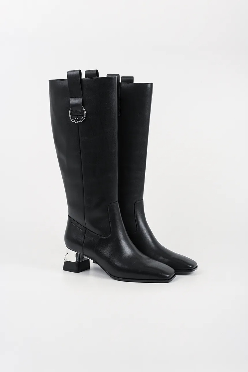 Кожаные сапоги Karl Lagerfeld KAYLA цвет чёрный каблук кирпичик KL35470