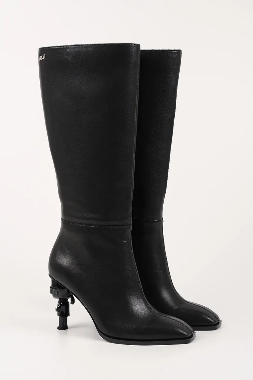Кожаные сапоги Karl Lagerfeld KARL NFT HEEL цвет чёрный на шпильке KL39175