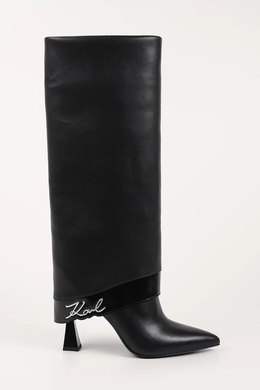 Karl Lagerfeld ghete de piele DEBUTANTE culoarea negru, cu toc cui, KL32081