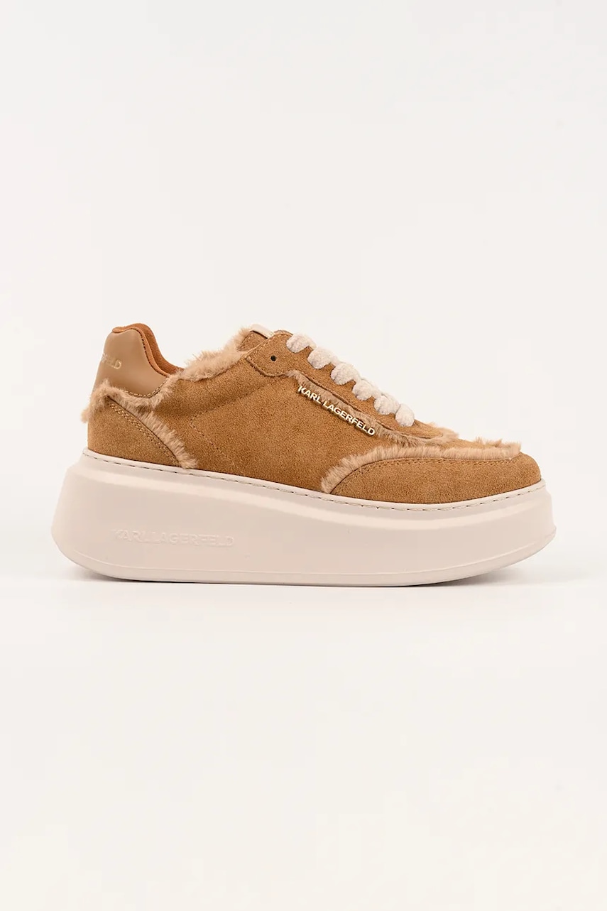 Karl Lagerfeld sneakers din piele intoarsă ANAKAPRI U culoarea maro, KL63509