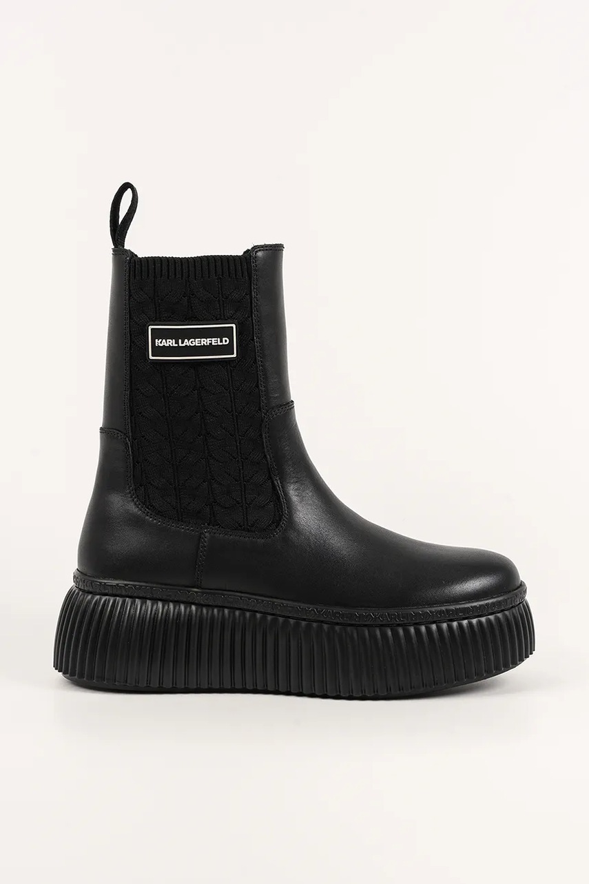 Karl Lagerfeld cizme de piele KREEPER LO culoarea negru, cu platforma, KL42365