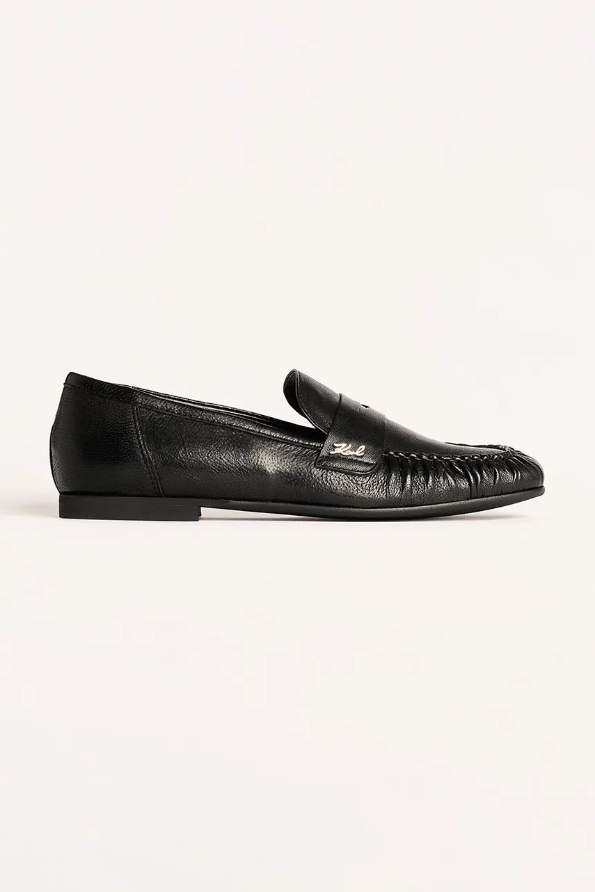 Karl Lagerfeld mocasini din piele întoarsă ELEIA Loafer culoarea negru, cu toc plat, KL41121