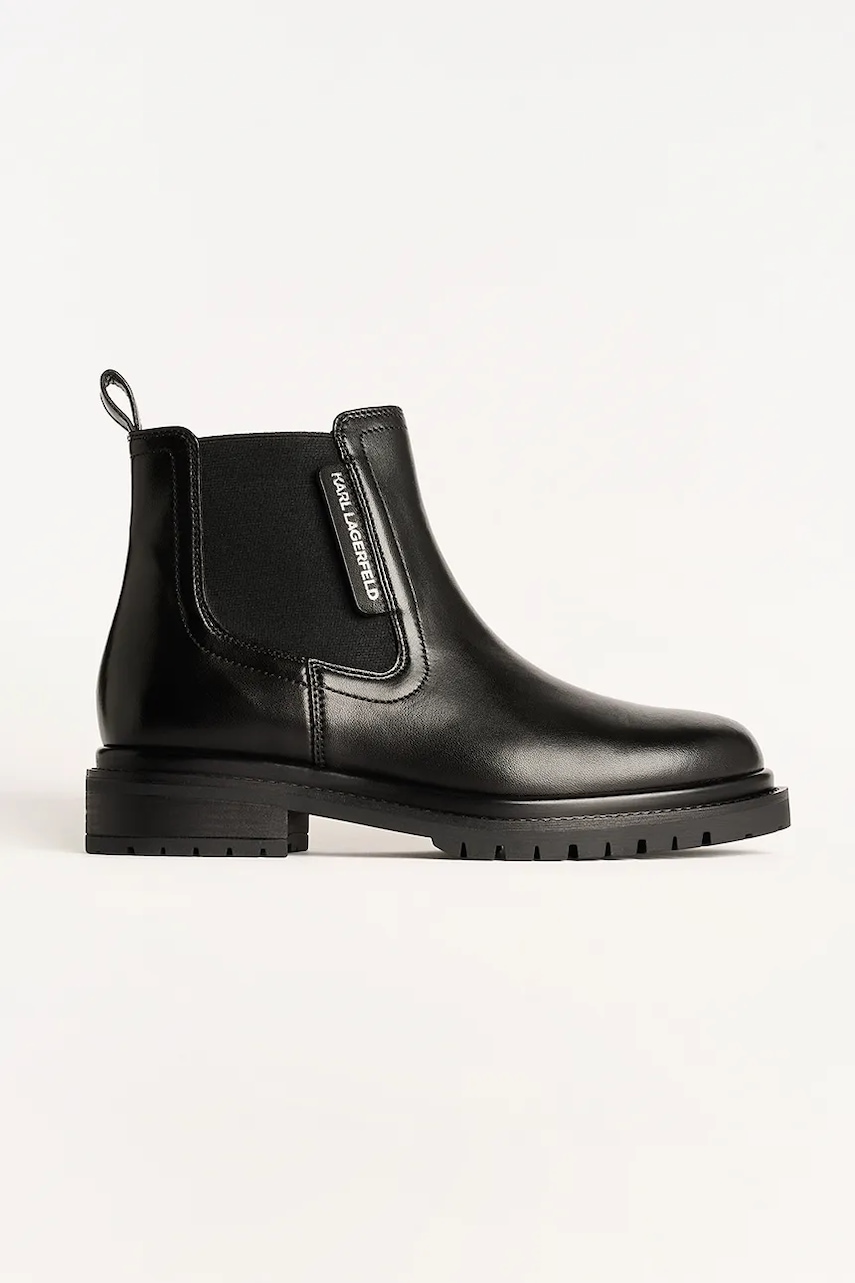 Karl Lagerfeld cizme de piele BINKY culoarea negru, cu toc plat, KL47545