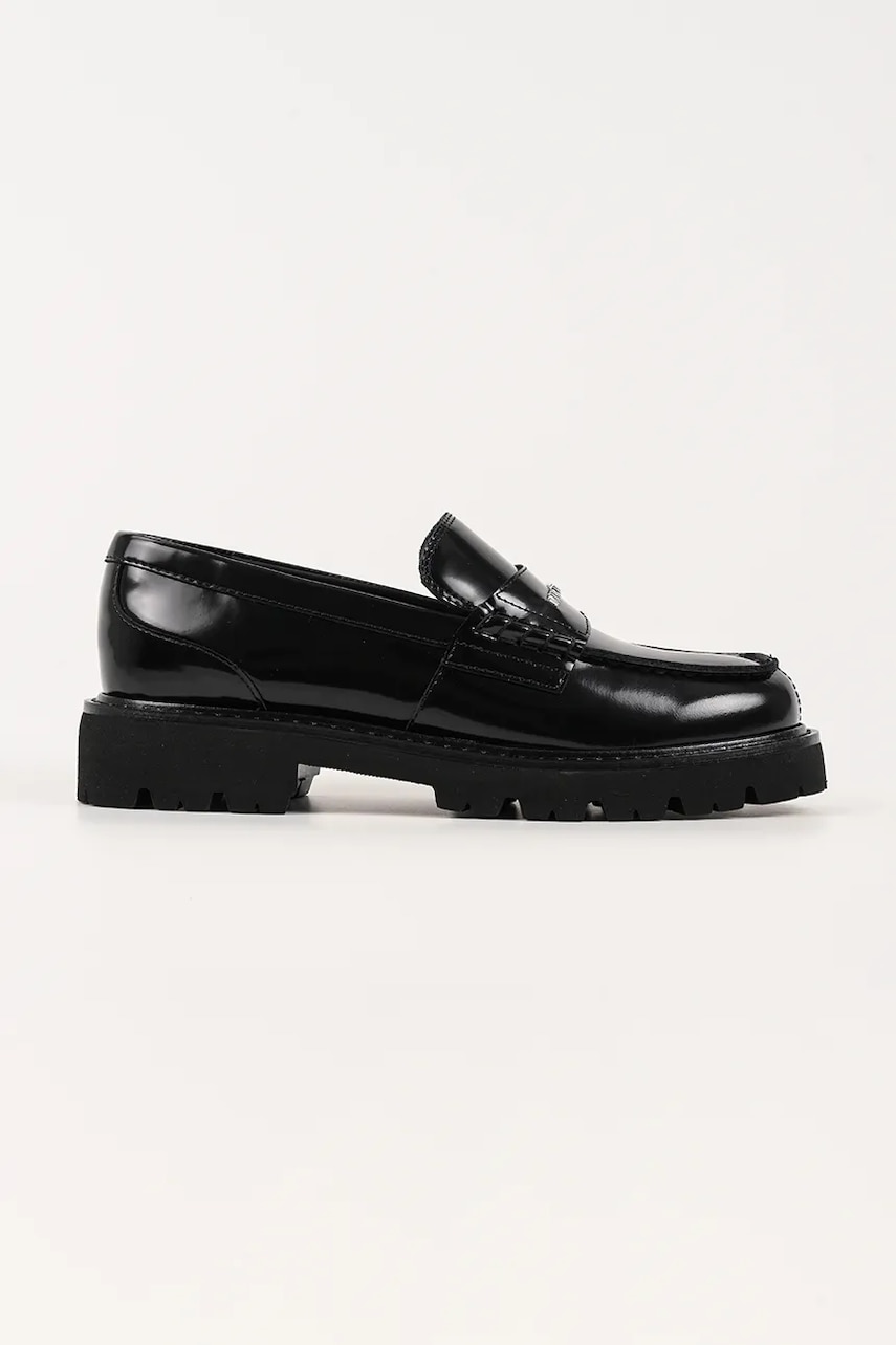 Karl Lagerfeld mocasini de piele LOWELL culoarea negru, cu toc plat, KL42224