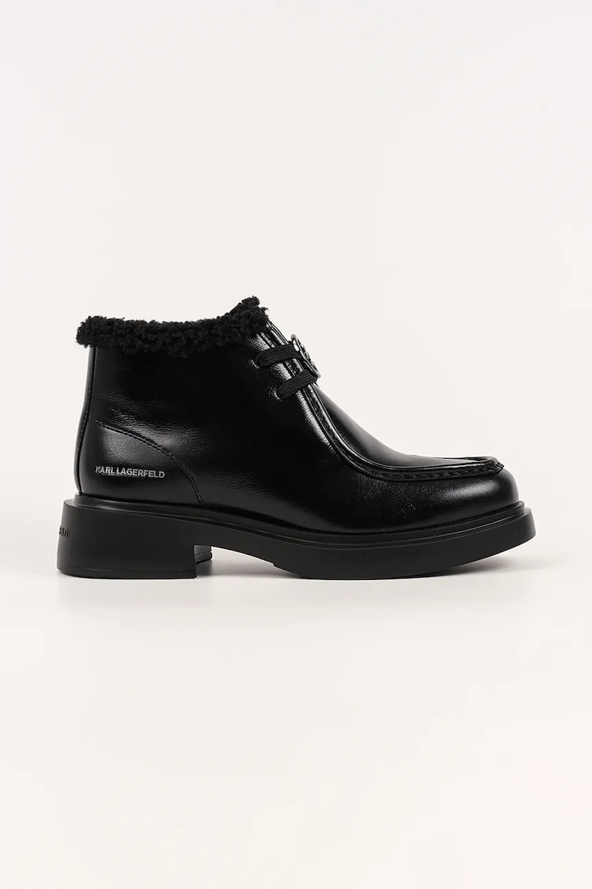 Karl Lagerfeld cizme de piele MACIE culoarea negru, cu toc plat, izolare ușoară, KL41235