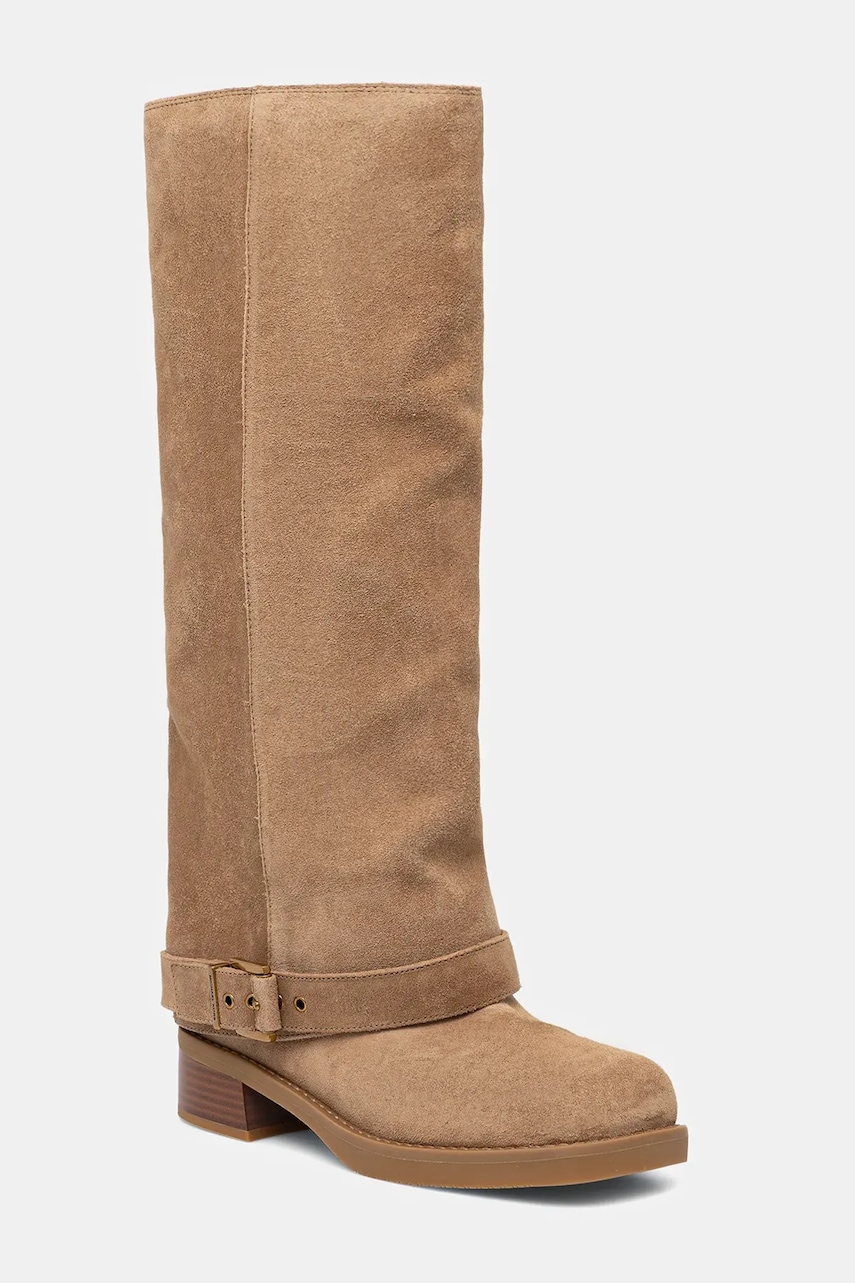 Levně Semišové boty MICHAEL Michael Kors Colby dámské, béžová barva, na plochém podpatku, 40F5COFB5S.297