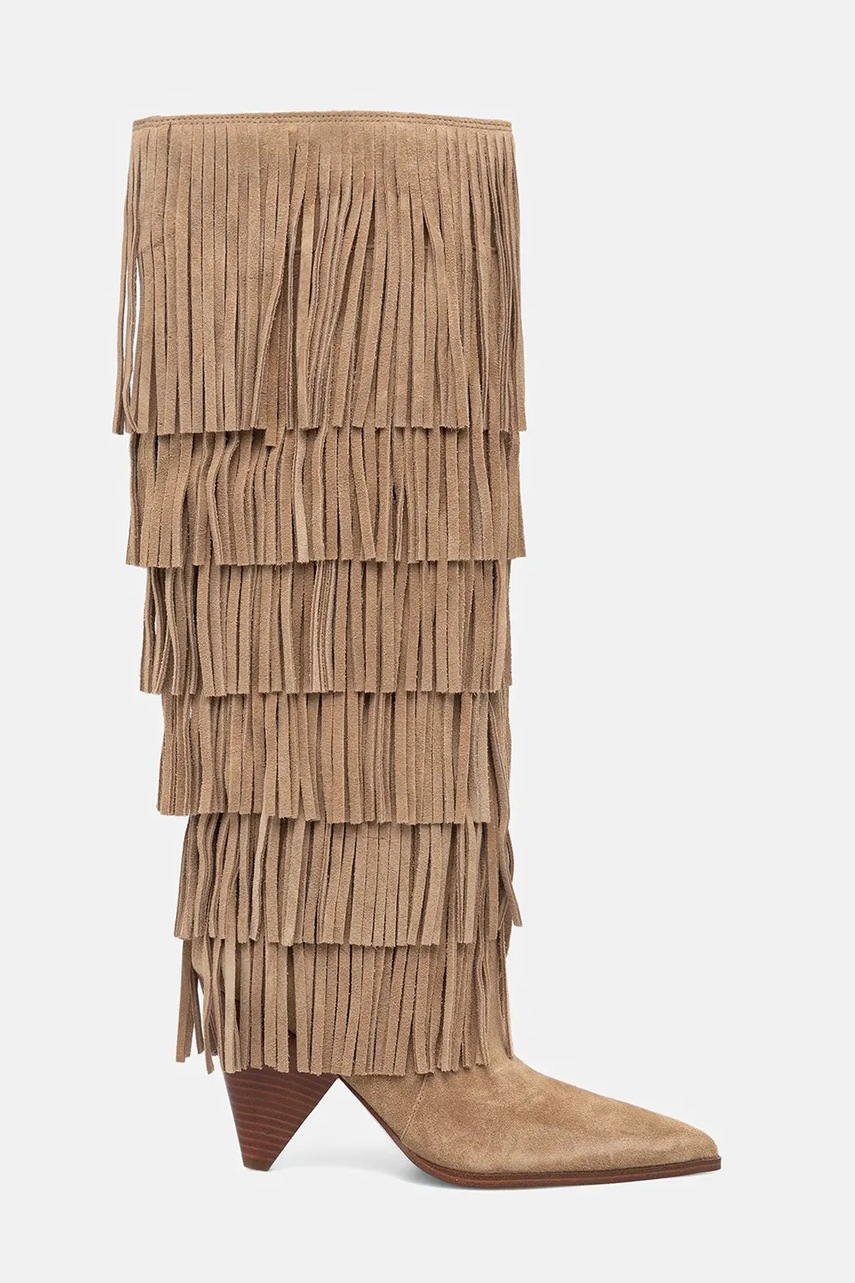 Замшевые сапоги MICHAEL Michael Kors Jayla цвет бежевый каблук кирпичик 40F5JYHB8S.297