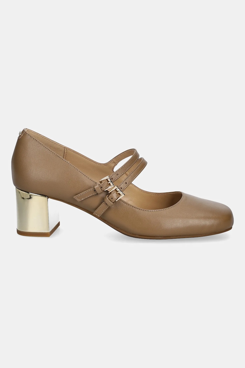 Кожаные туфли MICHAEL Michael Kors Matilda цвет бежевый каблук кирпичик 40F5MTMP1L.297 Кожаные туфли MICHAEL Michael Kors Matilda цвет бежевый каблук кирпичик 40F5MTMP1L.297
