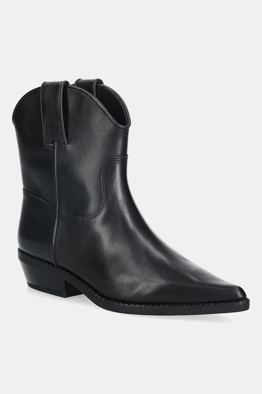 Levně Kožené kotníkové boty MICHAEL Michael Kors Noemie dámské, černá barva, na plochém podpatku, 40F5NOME7L.001