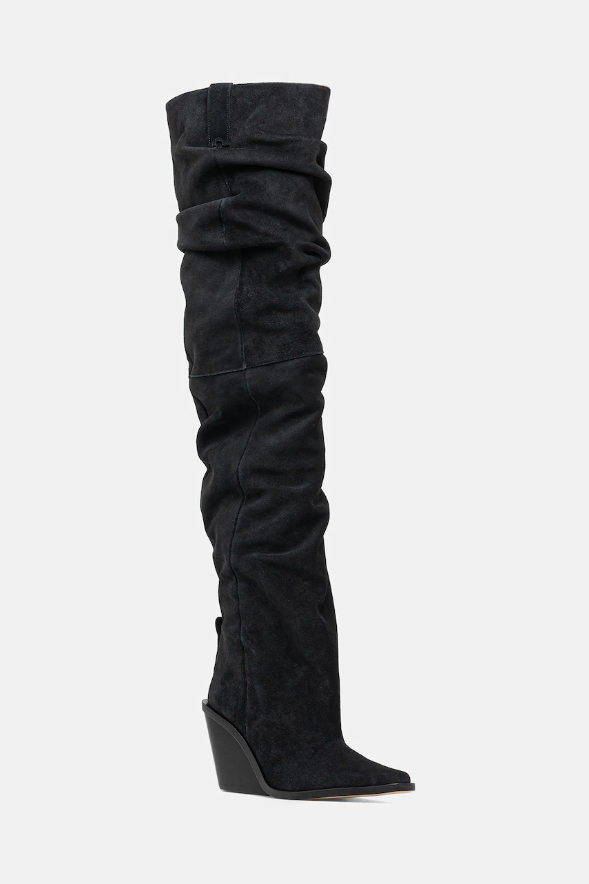 MICHAEL Michael Kors cizme din piele întoarsă Noemie culoarea negru, cu toc drept, 40F5NOMB1S.001