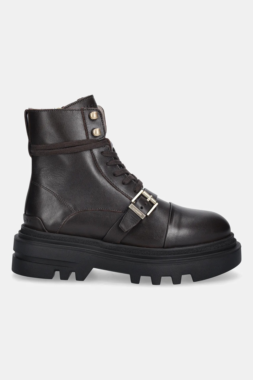 Кожаные полусапоги AllSaints ASTRID BOOT цвет коричневый на платформе W029FC