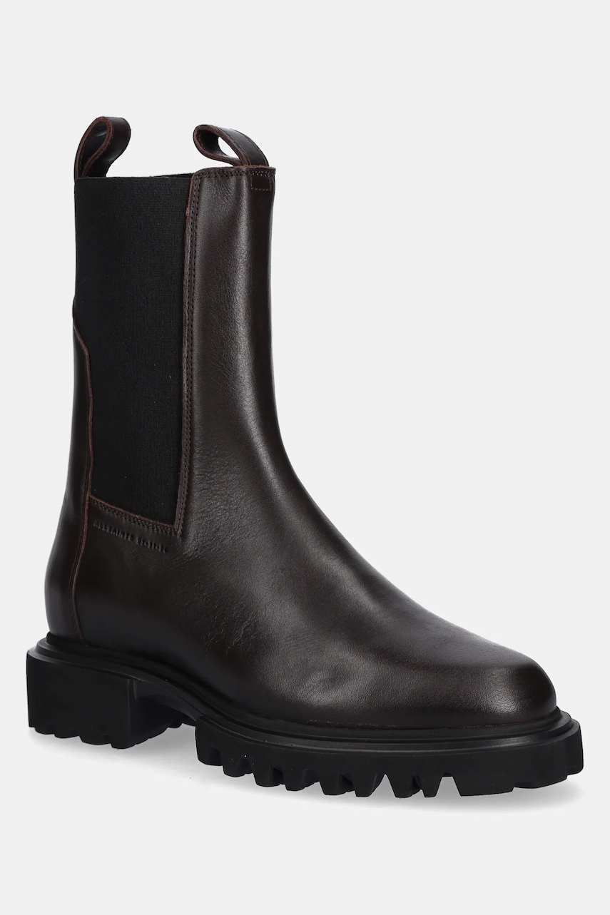 AllSaints ghete chelsea de piele HALLIE BOOT culoarea maro, cu toc plat, W115FB