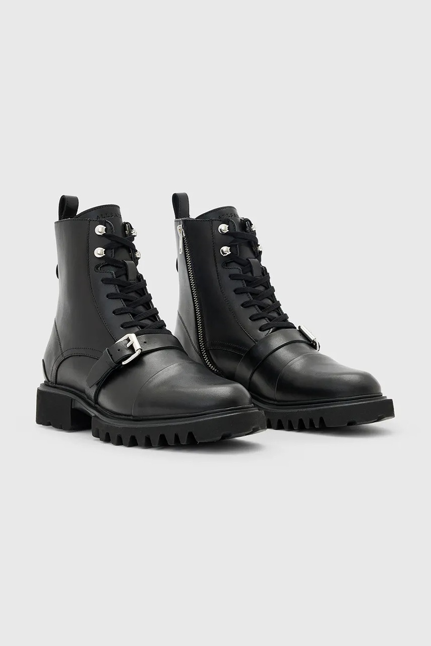 Кожаные полусапоги AllSaints TORI BOOT цвет чёрный на плоском ходу W119FB