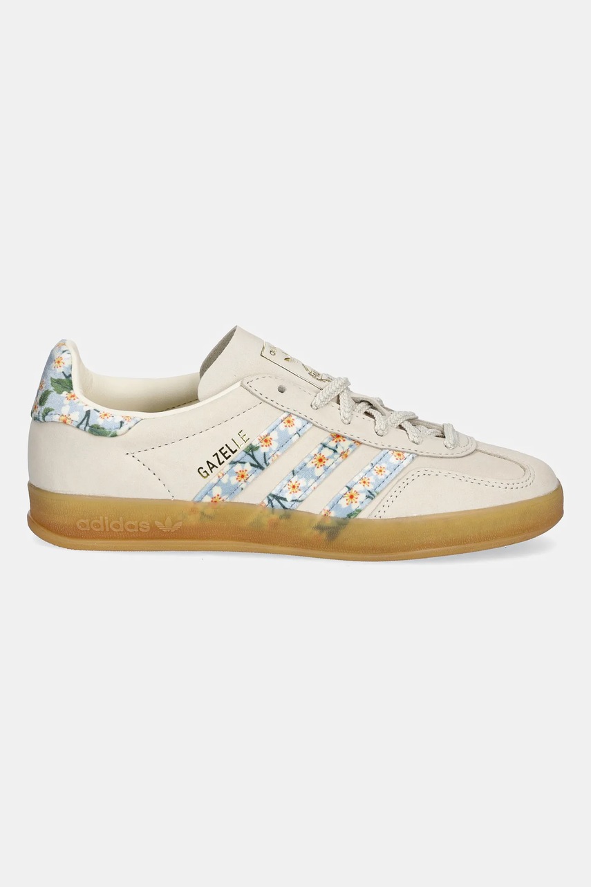 Детские кроссовки из нубука adidas Originals Gazelle Indoor цвет бежевый JR3601